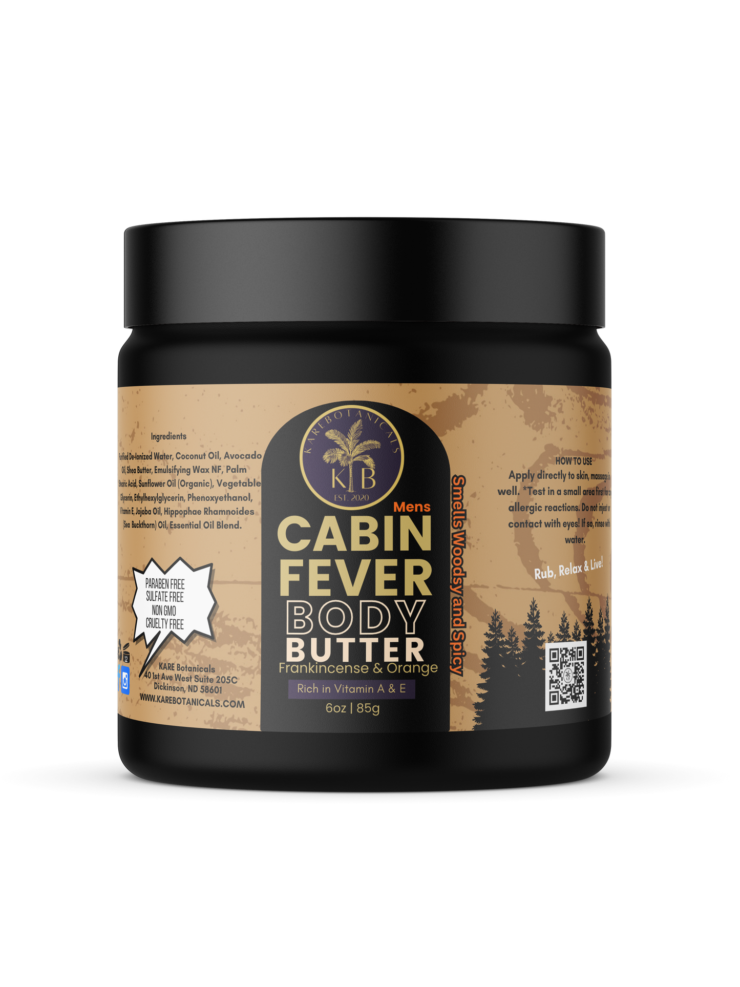 Cabin Fever Body Butter with Frankincense and Orange For Men 6oz