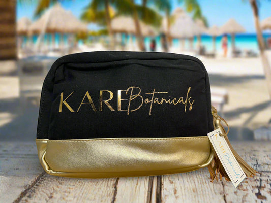 Cosmetic Essential Luxury Travel Black Gift Bag Set By Kare Botanicals