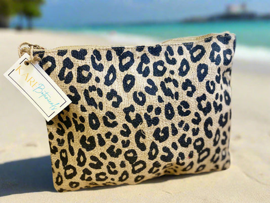 Cosmetic Essential Luxury Travel Leopard Gift Bag Set By Kare Botanicals