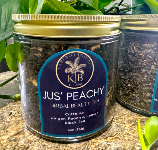 JUS'PEACHY Herbal Beauty Loose Leaf Ginger Peach Lemon Tea 4oz