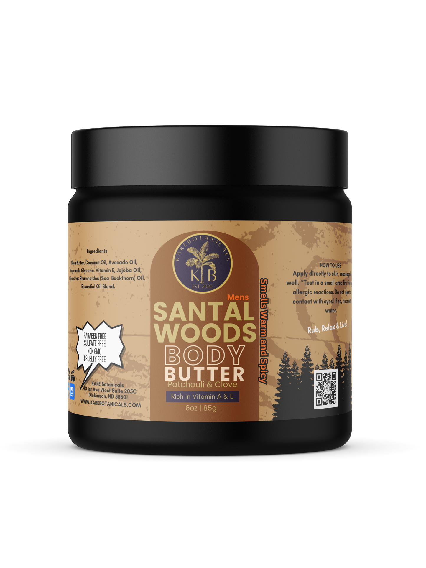 Santal Woods Body Butter with Patchouli and Clove For Men 6oz