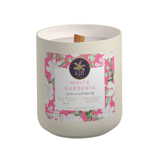 White Gardenia Coconut & Soy Scented Luxury Wooden Wick Jar Candles 15oz